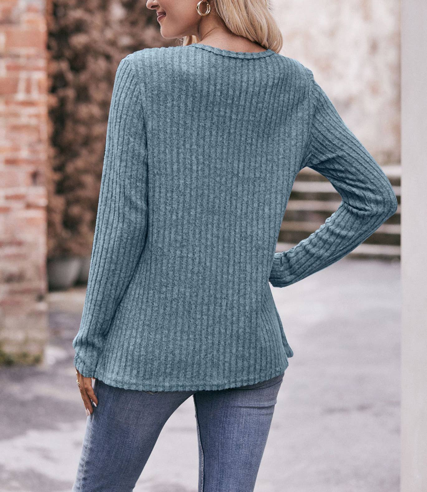 HIDDENBRAND - Wholesale Knit Sweater - Women's - Women's Round Neck Solid Color Sweater3