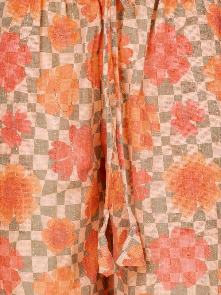 Ariastop.com corporation - Wholesale Lounge Set - Women's - Orange Cotton Jute Floral Co-Ord Set for Women4