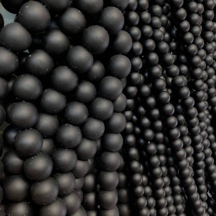 The Bead Bazaar - Wholesale Beads - Matte Black Onyx Beads, Onyx Beaded Jewelry, Black Onyx Beads, 8mm Onyx Beads, Wholesale Mala Beads, Bulk Beads For Jewelry Making, Onyx Beads