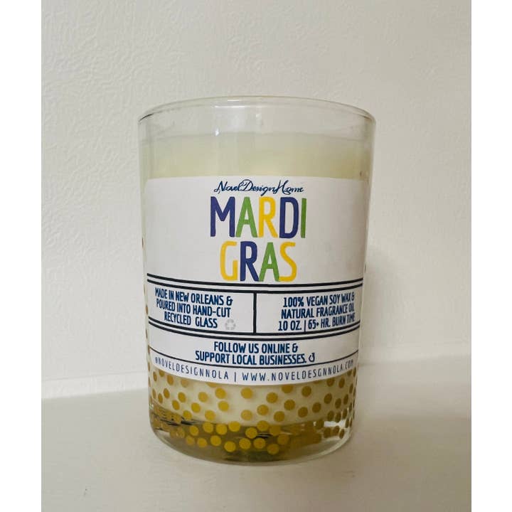 Novel Design Home - Wholesale Jar/Filled Candle - Mardi Gras - Fruity Honeysuckle Pine - Scented Candle - Handmade In New Orleans - Vegan Soy Cocowax In Louisiana In Recycled Glass