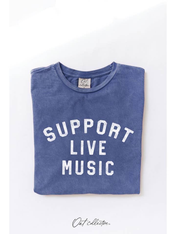 OAT COLLECTIVE - Wholesale Screen Printed T-Shirt - Women's - SUPPORT LIVE MUSIC Mineral Graphic Top10