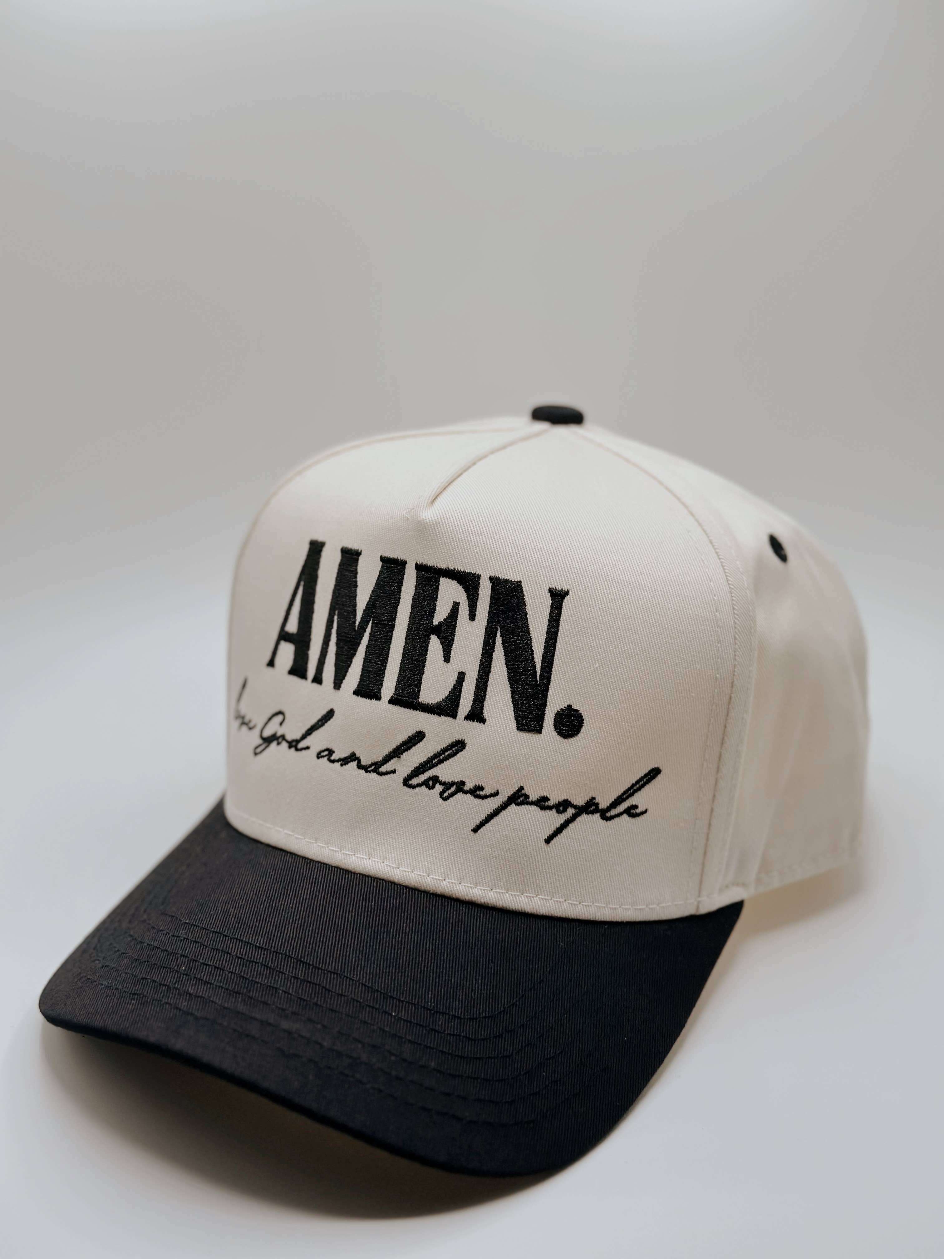 Nash & Co. - Wholesale Truckerpet - Dames - Amen. Houd van God, houd van mensen – Geborduurde canvas hoed1