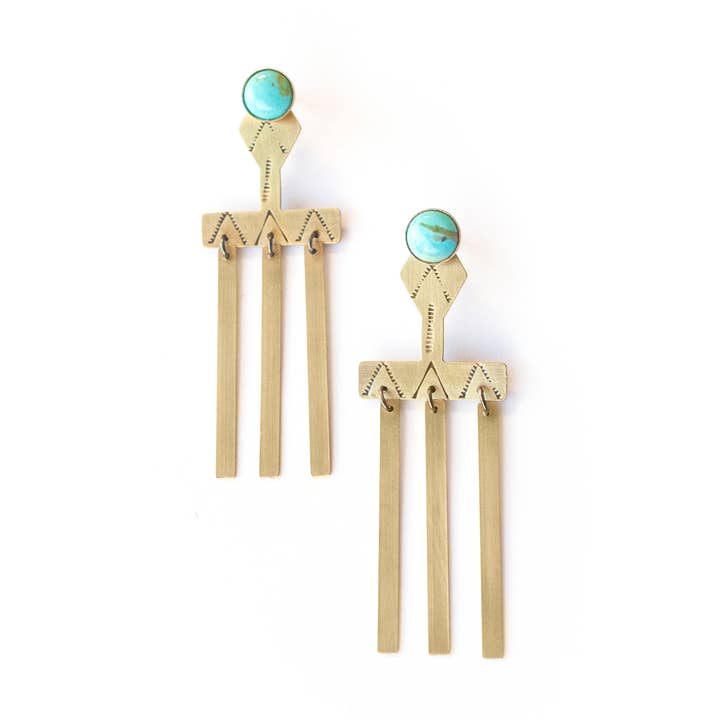 Stamped Brass Ear Jackets w/ Semi Precious Stone for wholesale by LUNASOL