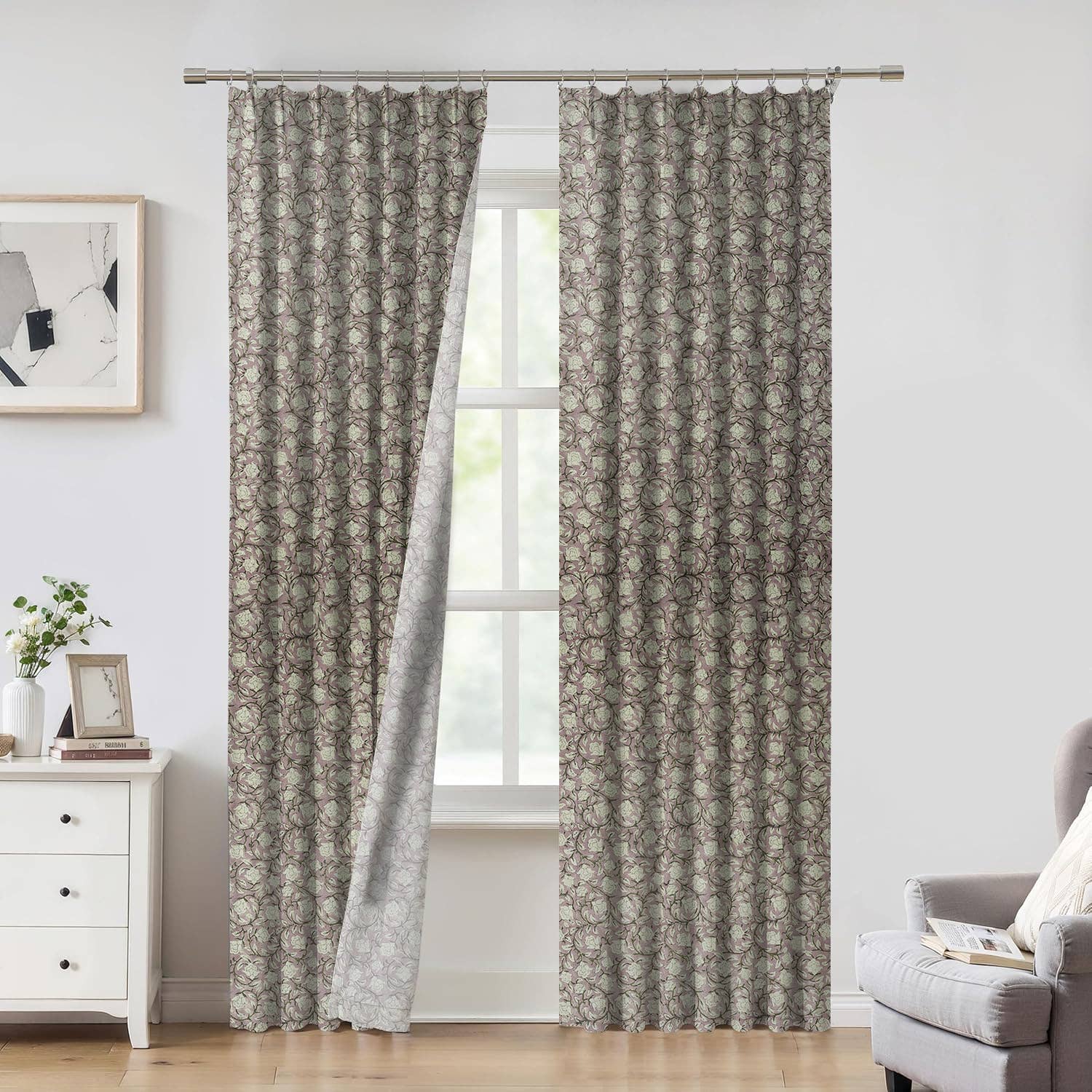 Fabdivine - Venta al por mayor Cortinas - Cortina de Lino Grueso con Pliegues Estampada - Amritvela0