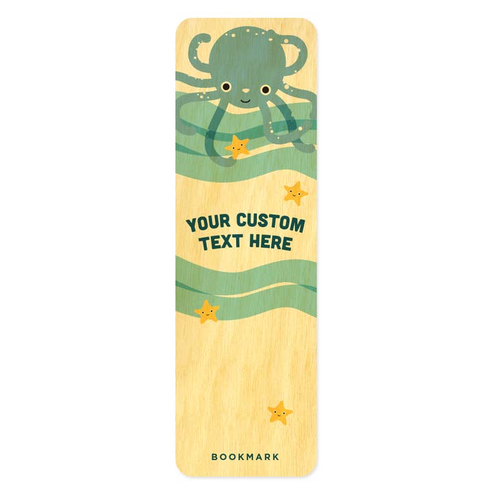 Segnalibro in legno personalizzato a forma di polpo per la vendita all'ingrosso da parte di Night Owl Paper Goods