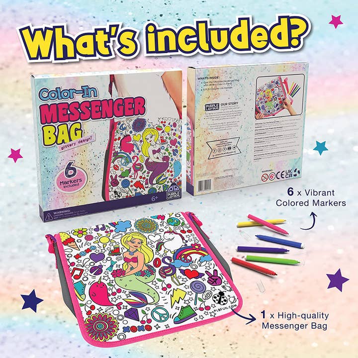 Purple Ladybug - Wholesale DIY Craft Kit - Color In Messenger Bag For Girls