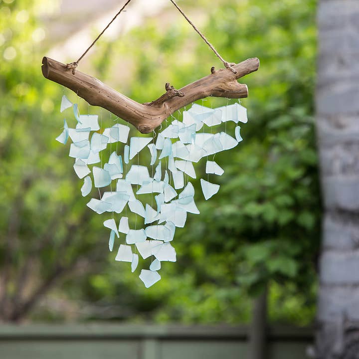 Garden Age Supply - Wholesale Mobile - Raindrop Butterfly Mobiles - Aqua Recycled Bottles