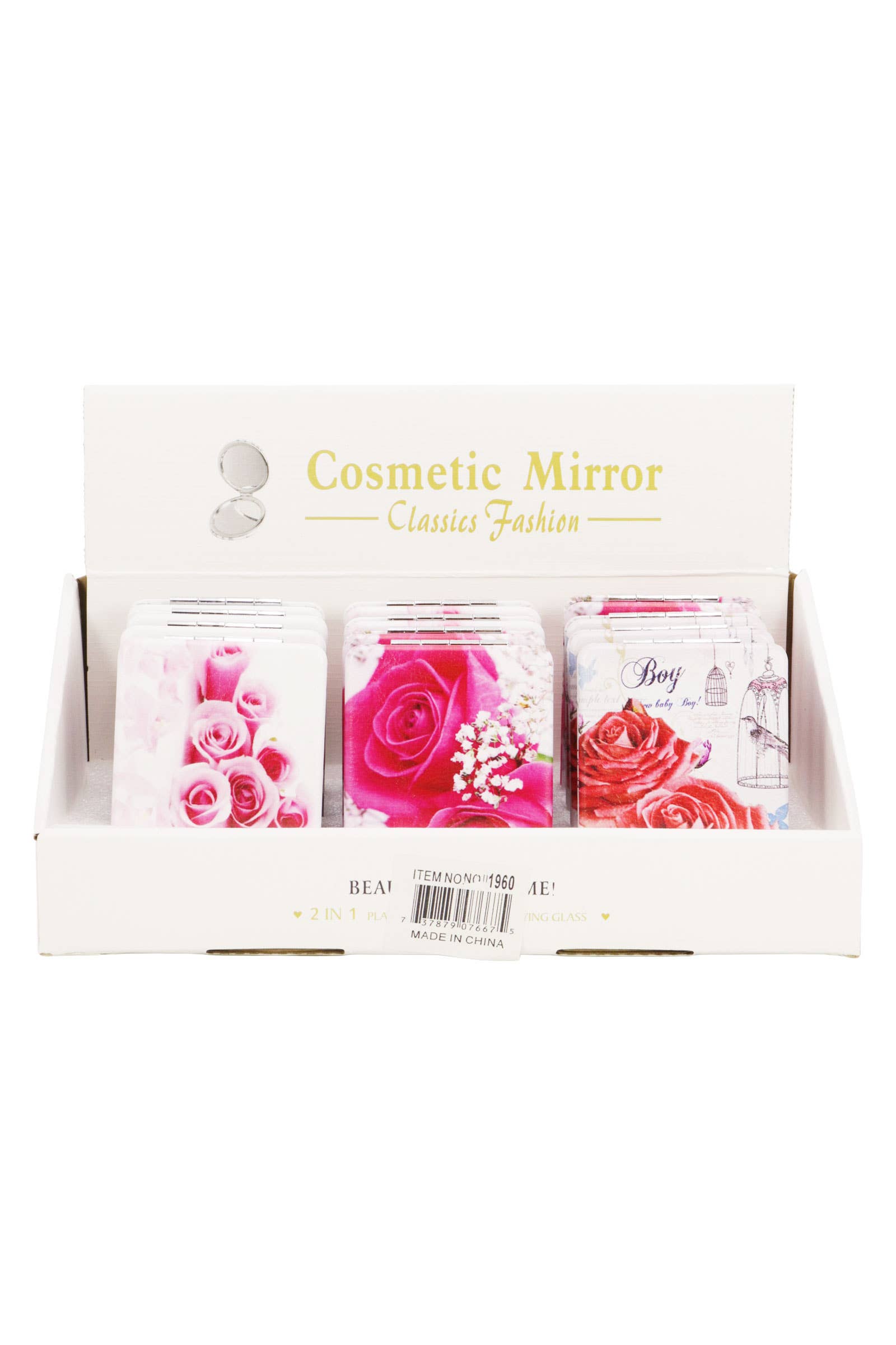 ASSORTED Rose Floral Matte Makeup Mirror - 12 Pcs for wholesale on Faire2