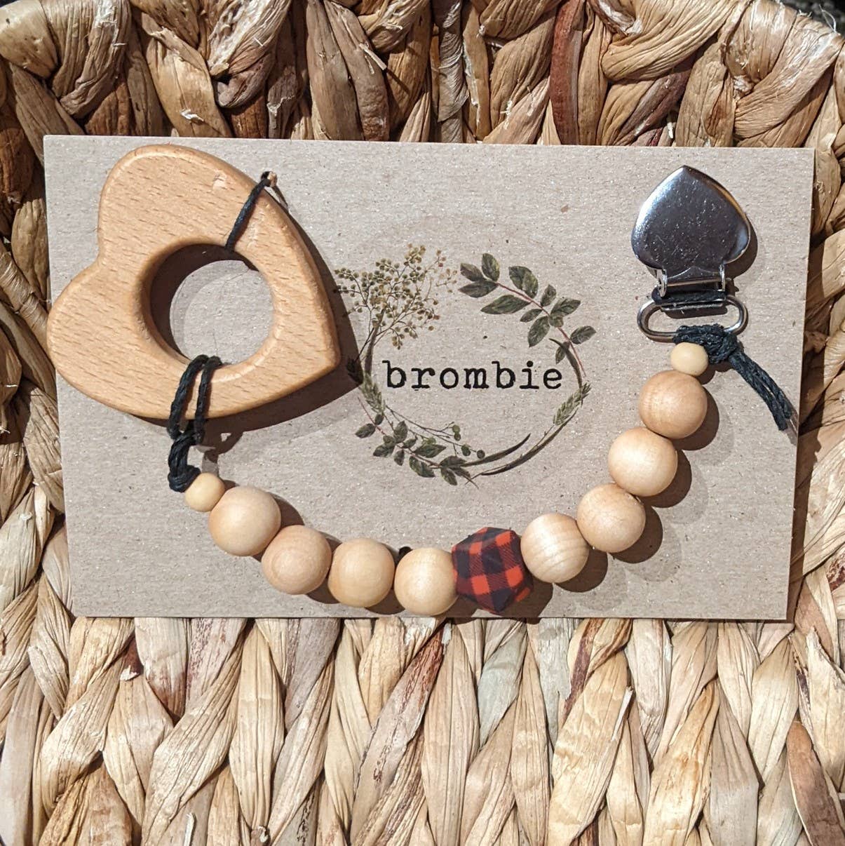 Brombie - Wholesale Pacifier Clip - Baby - Interchangable wooden pacifier clip with wooden teether6