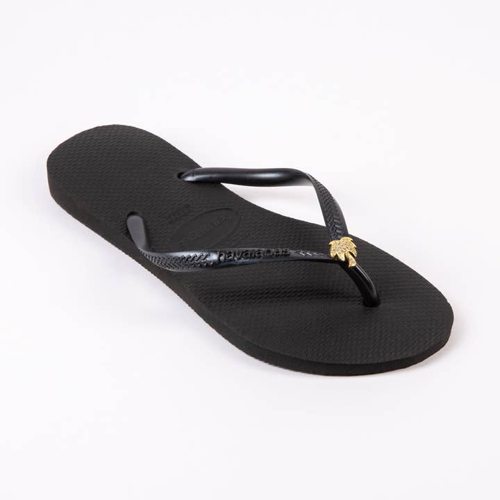 Skinny Cristal Palmeiras Clear/Dourado por atacado de Dini’s Jeweled Flip Flops