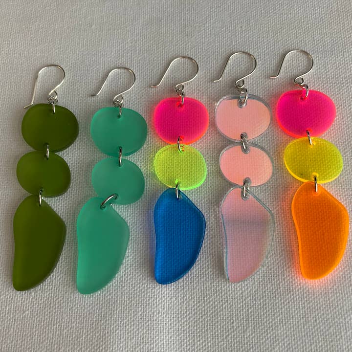 The Lost & Found - Wholesale Dangle Earrings - Triple Drop Earrings "Rainbow Irridescent"10