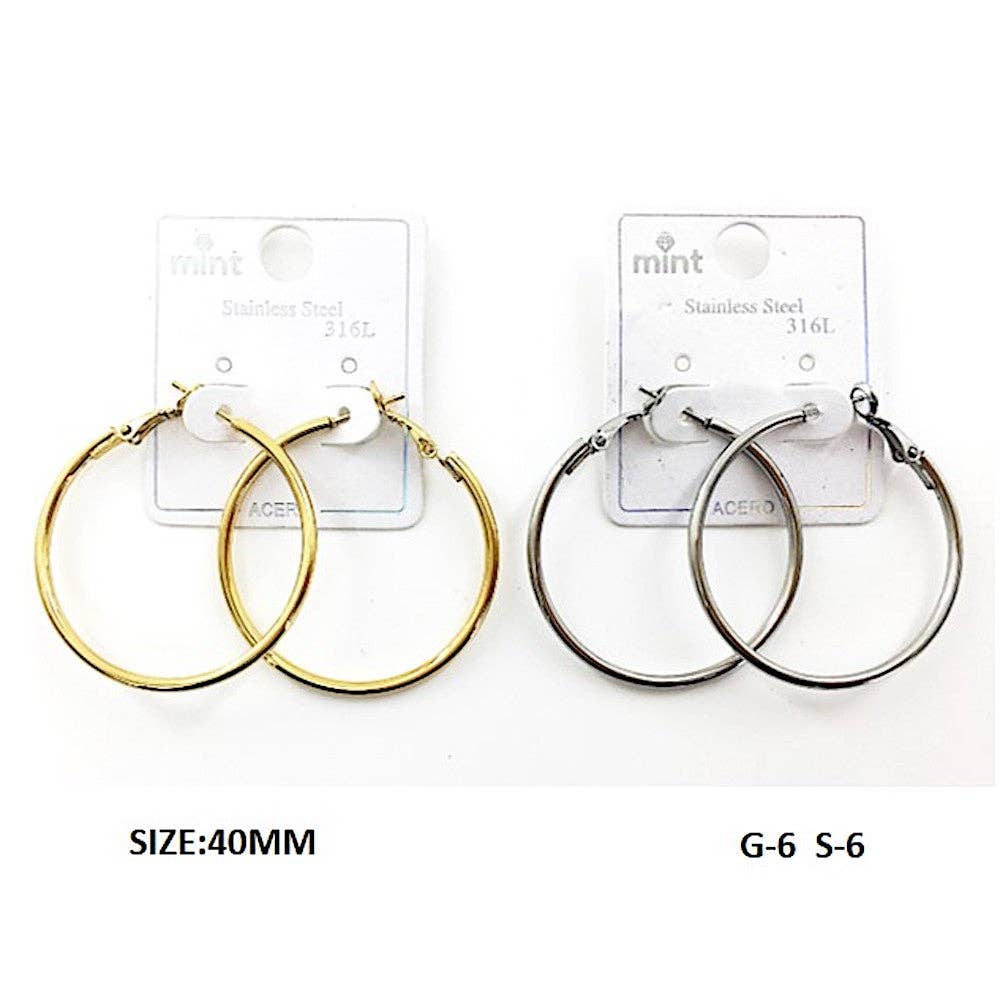 Atlas Fashion - Wholesale Hoop Earrings - 40MM Stainless Steel Hoops1