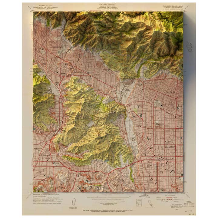 Pasadena, California for wholesale by Scott Reinhard Maps