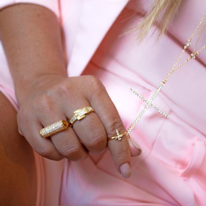 DIJU Jewelry - Wholesale Multi-Stone Ring - 18k Gold Filled Folded Micro Pave Cubic Zirconia Ring Wholesale Jewelry Supplies1