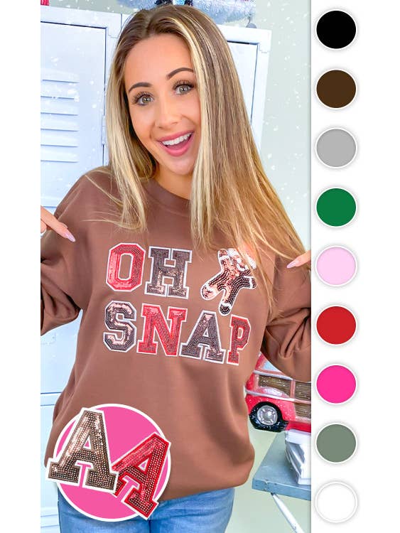 Sugar Stitch - Wholesale Sweatshirt - Women's - Oh Snap Sequin Christmas Graphic Sweatshirt2