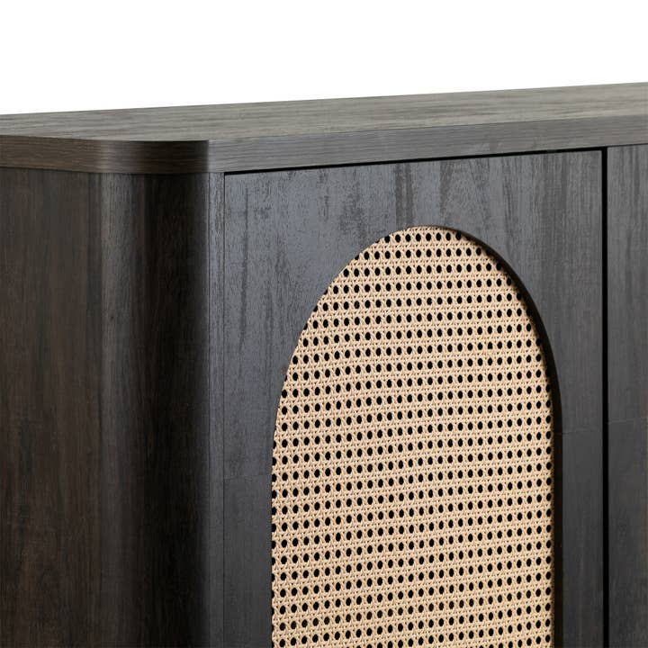 Glamour Home - Vente Armoire - Buffet en bois de noyer brun Bistra avec portes en rotin5