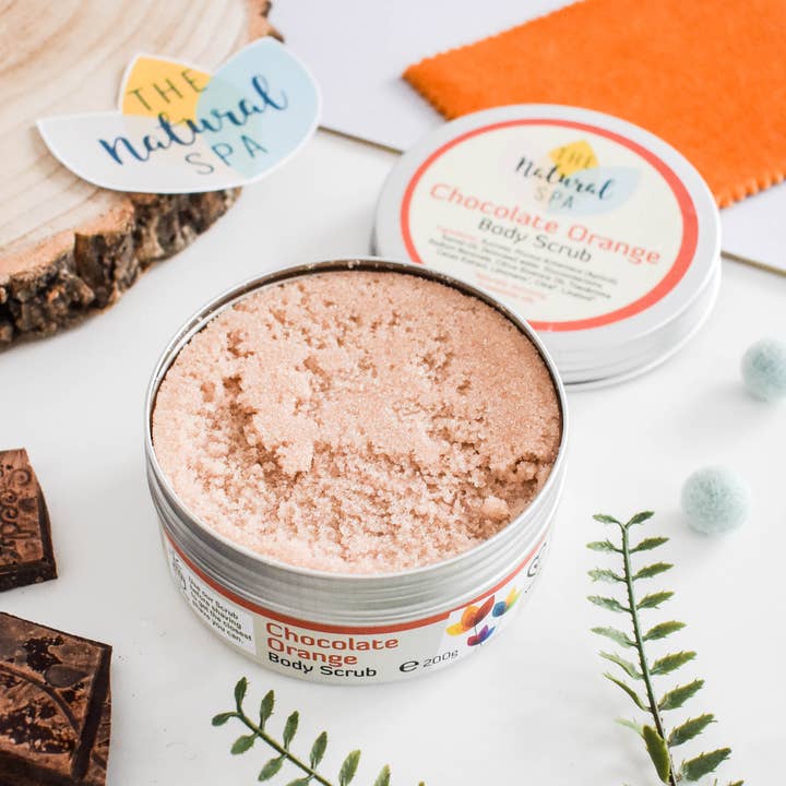 The Natural Spa Cosmetics - Wholesale Body Scrub/Exfoliant - Chocolate Orange 200g Body Scrub - Vegan - Christmas