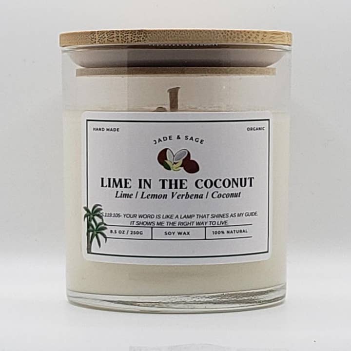 LIME IN THE COCONUT SOY 8.5 OZ. CANDLE for wholesale by Jade & Sage LLC