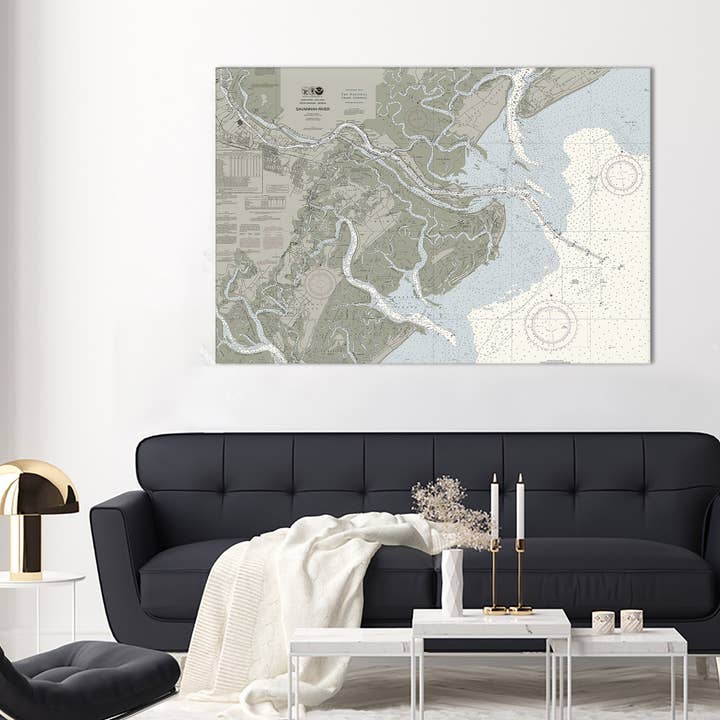 Savannah River Georgia sjökort för wholesale av The Nautical Chart Co.