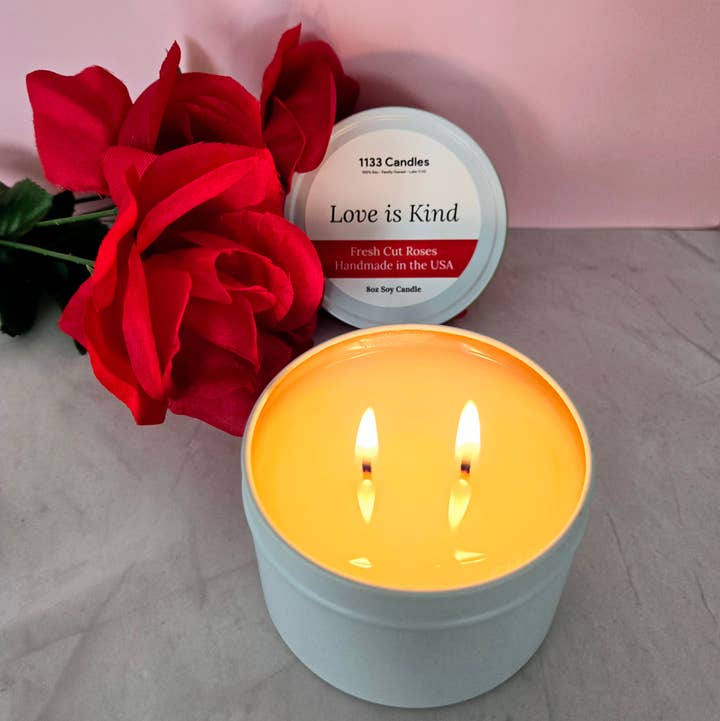 Rose Scented Candle - Wedding Gift - Love is Kind for wholesale by 1133 Candles