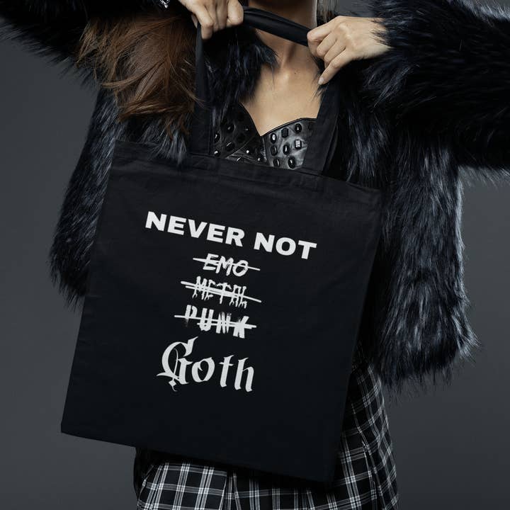 Goth Cotton Canvas Tote Bag for wholesale by Never Not Goth