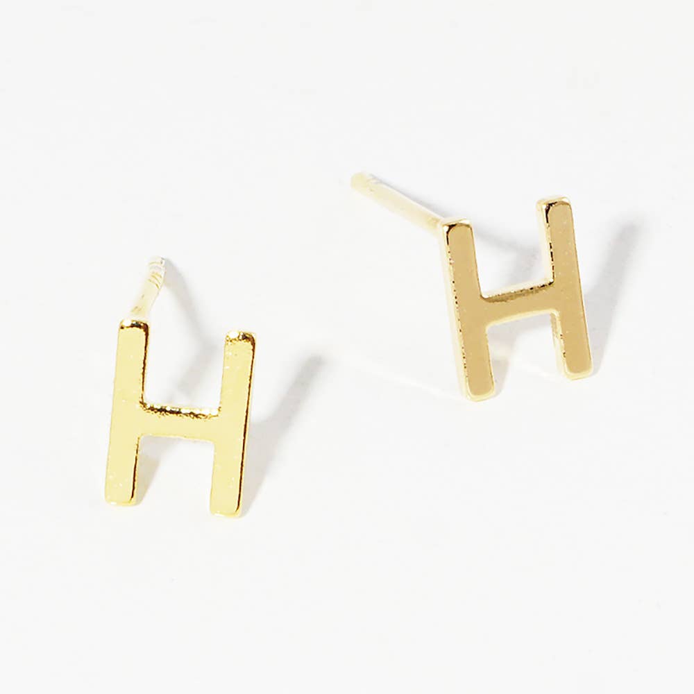 Sensibling Corp. - Wholesale Stud/Post Earrings - Gold Dipped Metal Initial Monogram Stud Earrings0