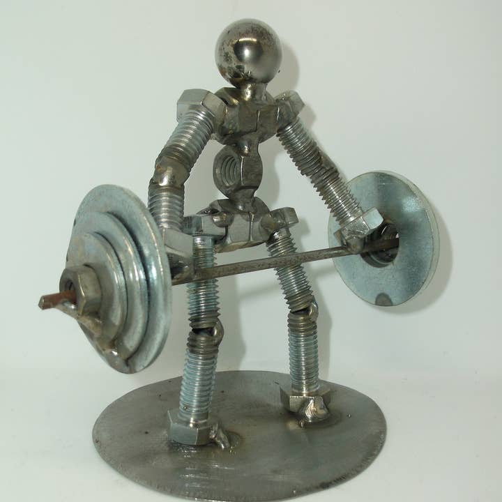 Creations Welded - Wholesale Decorative Figurine - Dead Lift Metal Bolt Figurine Weight Lifter