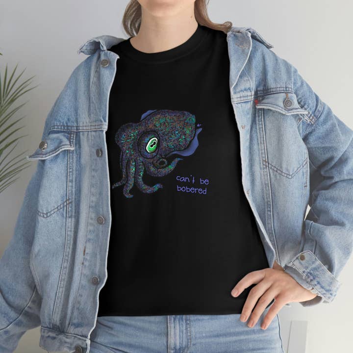 The Humble Mushroom Co. – wholesale T-shirts med screentryck – Dam – Bobtail bläckfisk söt rolig konstverk bläckfisk bomull T-shirt