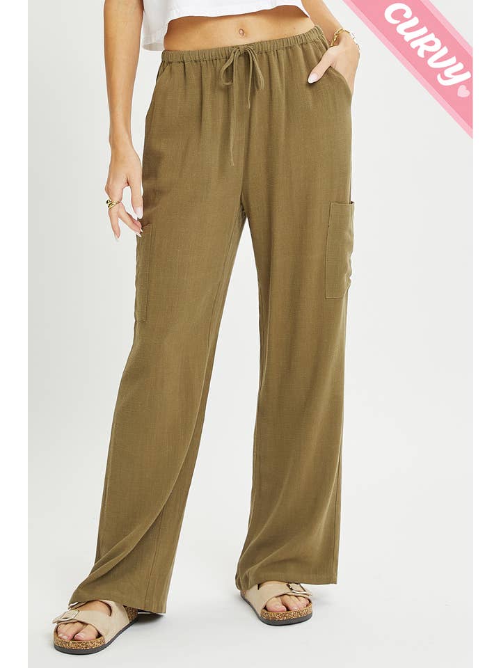 Sweet Lovely by Jen - Wholesale Pants - Women's - PLUS SIZE LINEN- BLEND PULL-ON-PANTS2