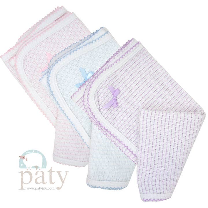 Paty Knit Receiving/Swaddle Blanket (Pinstripe) #307 for wholesale by Paty
