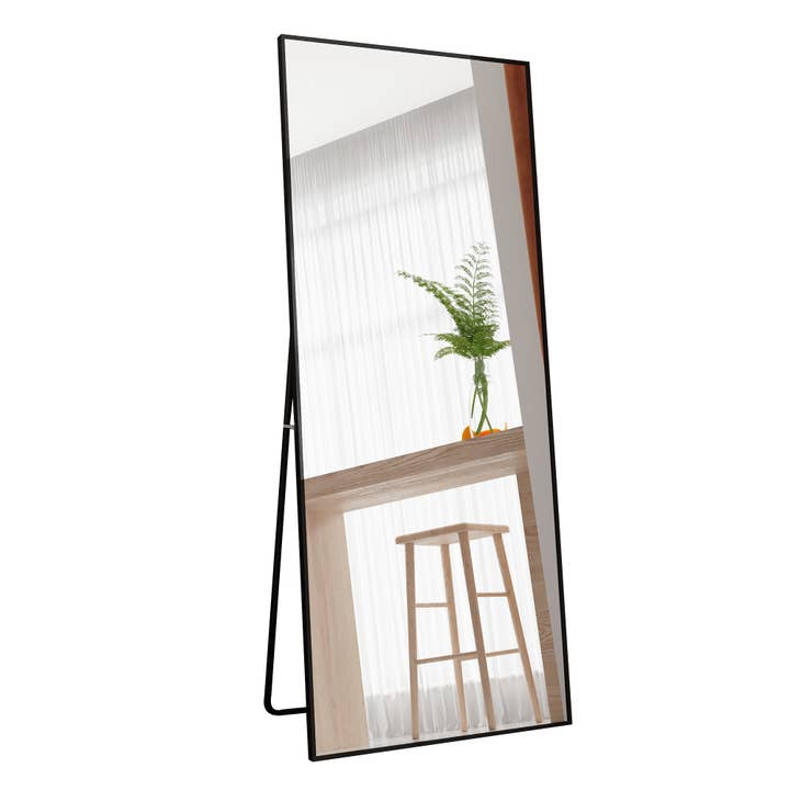 Tempered Mirror 71" x 32" Tall Full Length Mirror with Stand, Black Wall Mounting Full Body Mirror, Metal Frame Full-Length Mirror for Living Room, Bedroom for wholesale on Faire