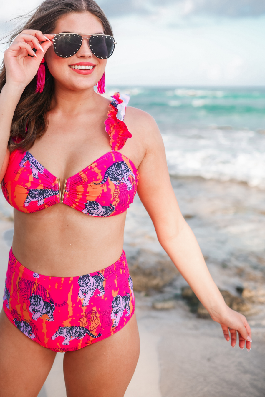 Pink Watch The Waves Two Piece Swimsuit for wholesale on Faire7