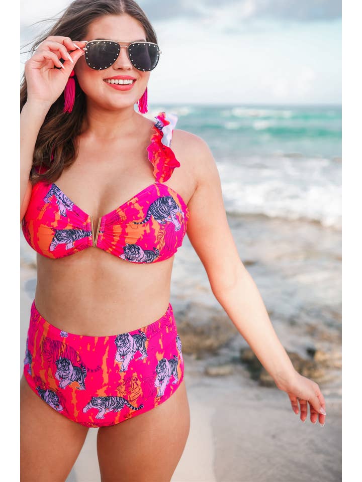 Pink Watch The Waves Two Piece Swimsuit for wholesale on Faire7