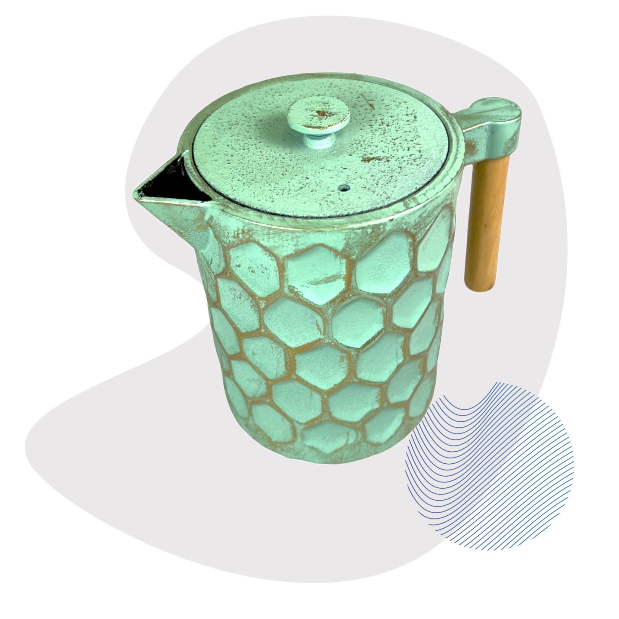 Ja-Unendlich – Großhandel Teekannen – Kabo Teekanne aus Gusseisen,   1,2l mint gold2