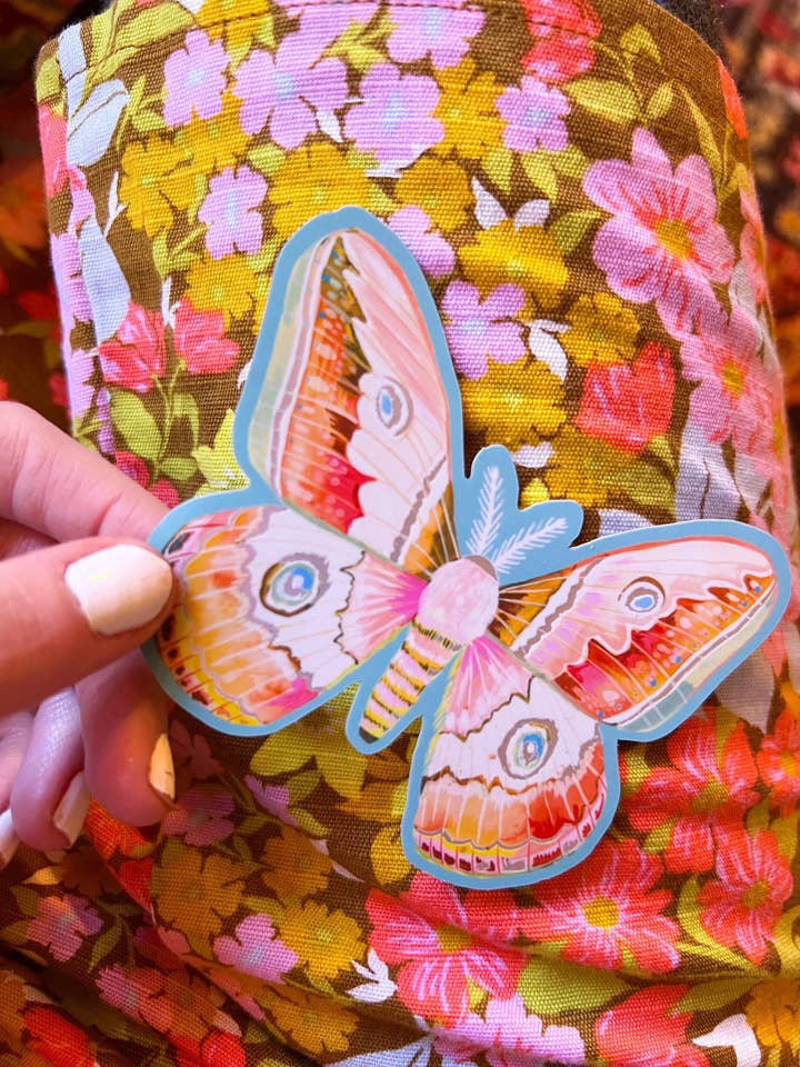 Carnival Moth Sticker Matte for wholesale by Katie Daisy