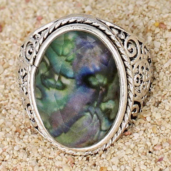 Vintage Silver Scroll Shell Ring för wholesale av ZAD