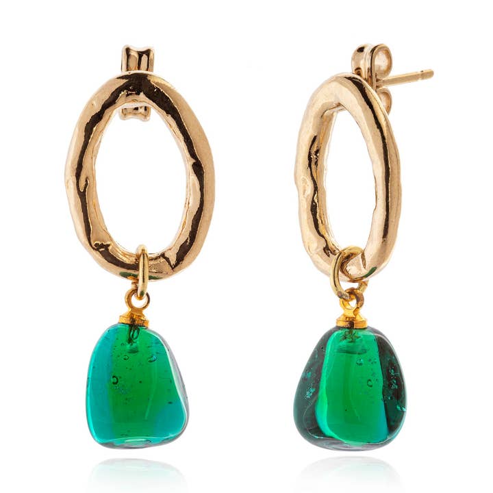 LALETI Murano glass earrings with small oval ring for wholesale by Chama Navarro