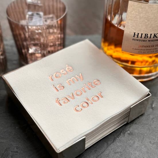 Lined Design - Wholesale Disposable napkin - Silver Plated Cocktail Napkin Hostess Set4