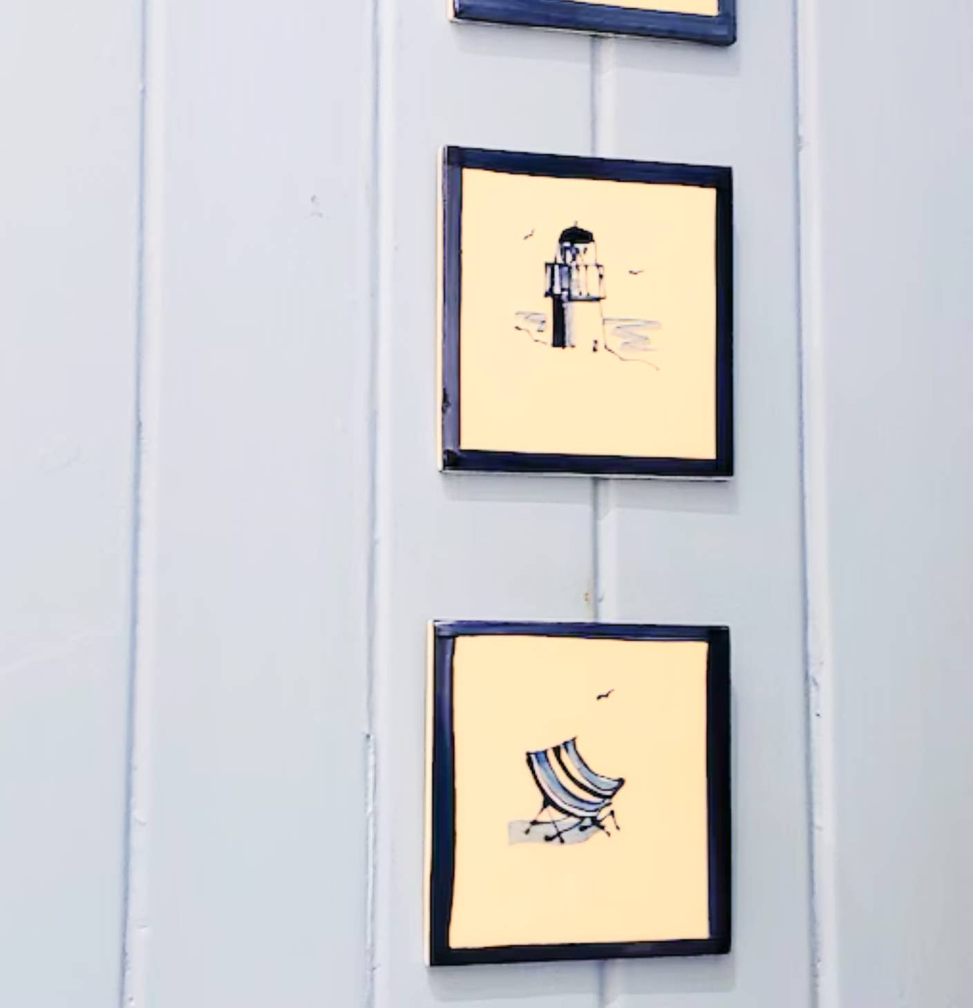 Elspeth Gardner Ceramics - Wholesale Wall Tile - Hand painted delftstyle ceramic tile Lighthouse in 2 sizes2