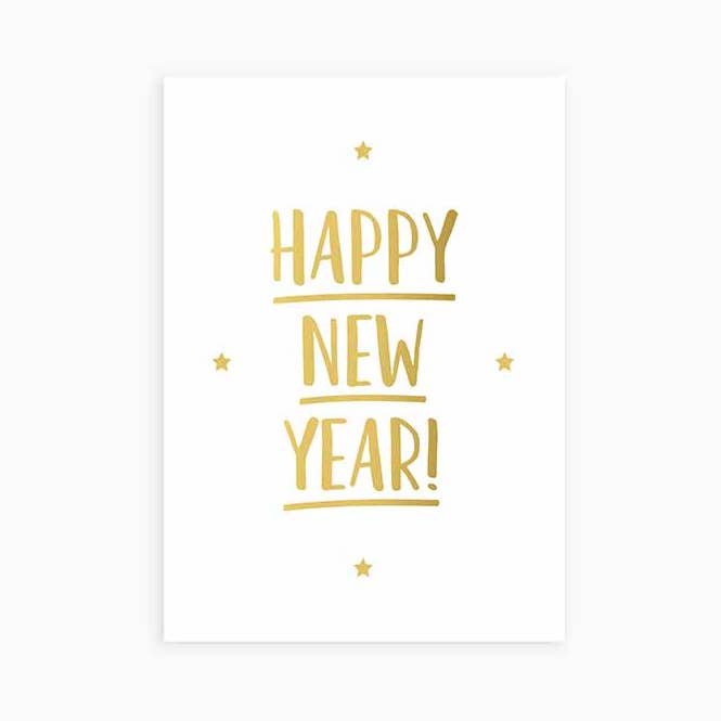 Postal de Navidad, feliz año nuevo, lámina dorada para venta al por mayor de Studio Hoeked