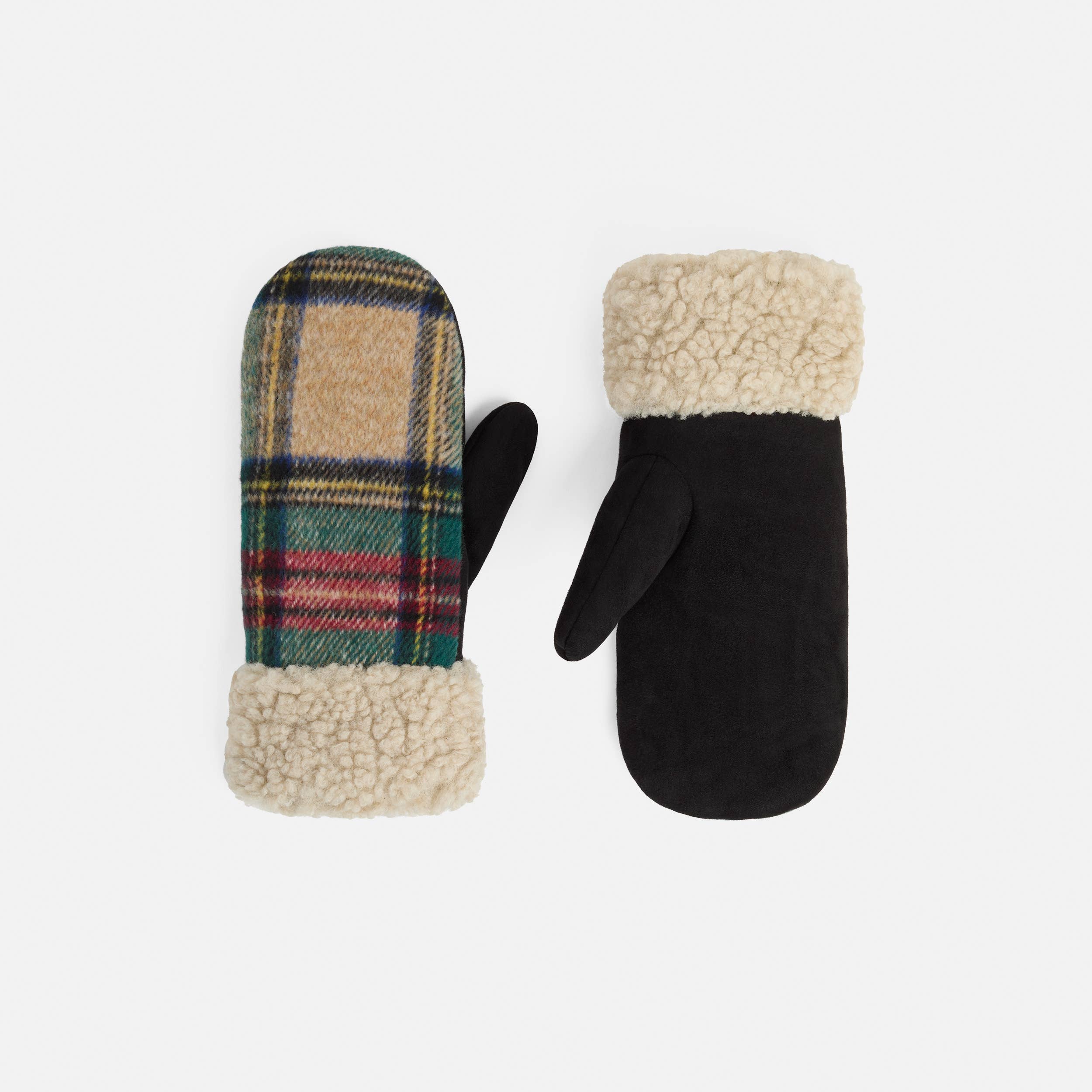 COCO + CARMEN - Wholesale Gloves - Women's - Sherpa Cuff Plaid Mitten1