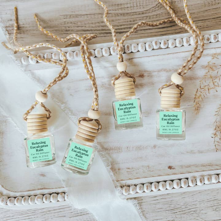 Hanging Car Diffusers | Relaxing Eucalyptus | Made in USA for wholesale by Honey Jar Creations