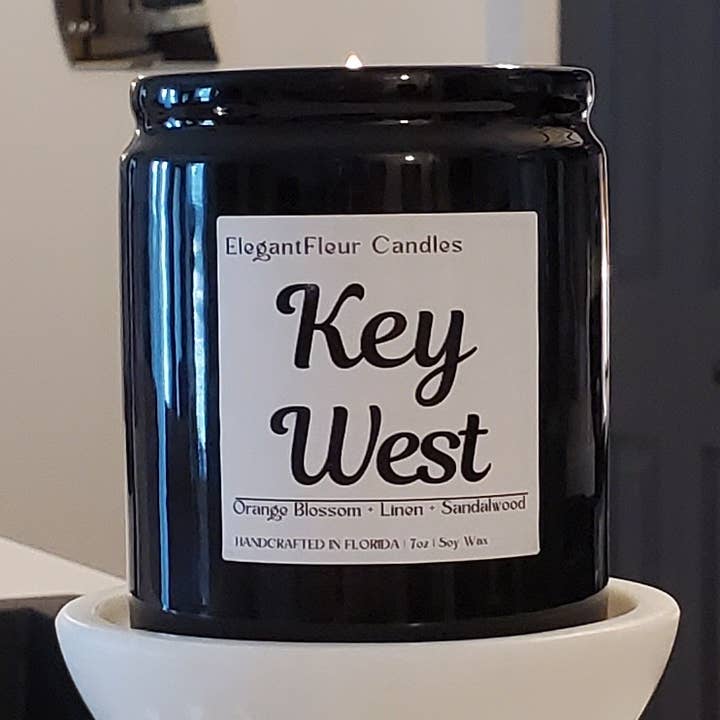 Key West | Orange Blossom, Linen Soy Wax Candle | Beach | for wholesale by ElegantFleur Boutique