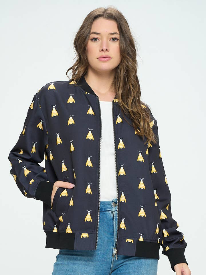 SM WARDROBE - Vendita all'ingrosso Bomber - Donna - GIUBBOTTO BOMBER BEE ALL OVER0