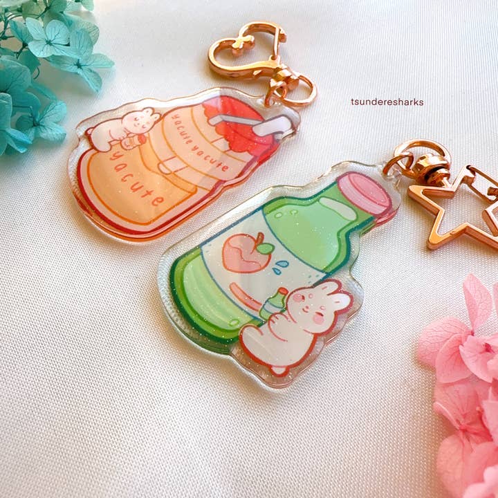 tsunderesharks - Wholesale Keychain - Women's - Yacute + Soju Bunny Glitter Acrylic Keychains1