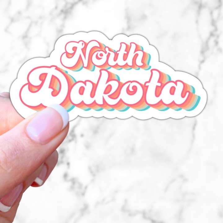 Pegatina retro Dakota del Norte para venta al por mayor de Simply Fangirl Designs
