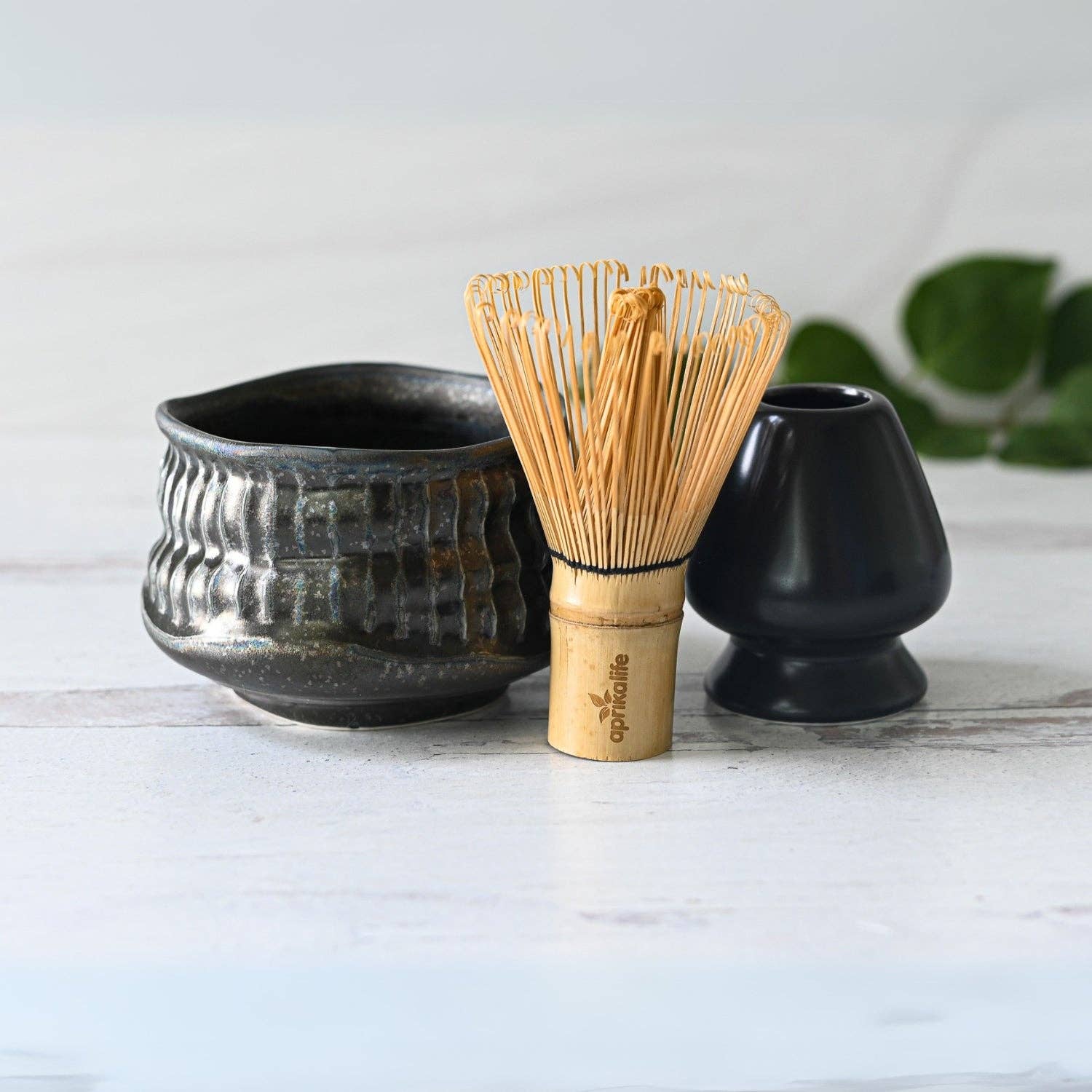 Aprikalife - Wholesale Tea Set - Black Ceramic Meisen Matcha Bowl, Bamboo Matcha Whisk and Whisk Holder Set0