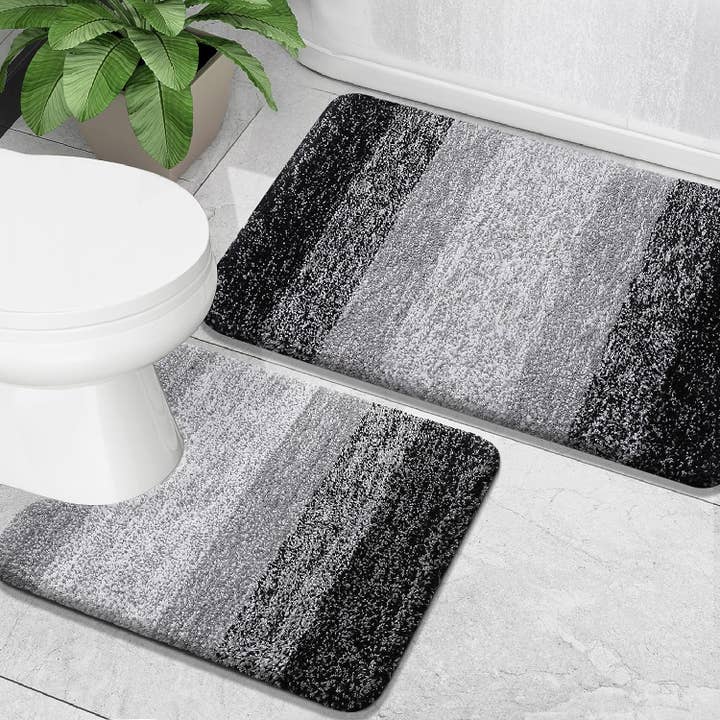 home mart goods - Vendita all'ingrosso Set di tappetini da bagno - Set di 2 tappetini da bagno in peluche morbido e spesso in microfibra ombreggiata10