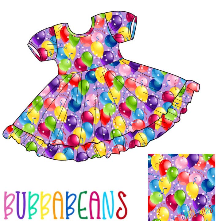 Robe à manches bouffantes Birthday Balloons pour la vente par Bubbabeans