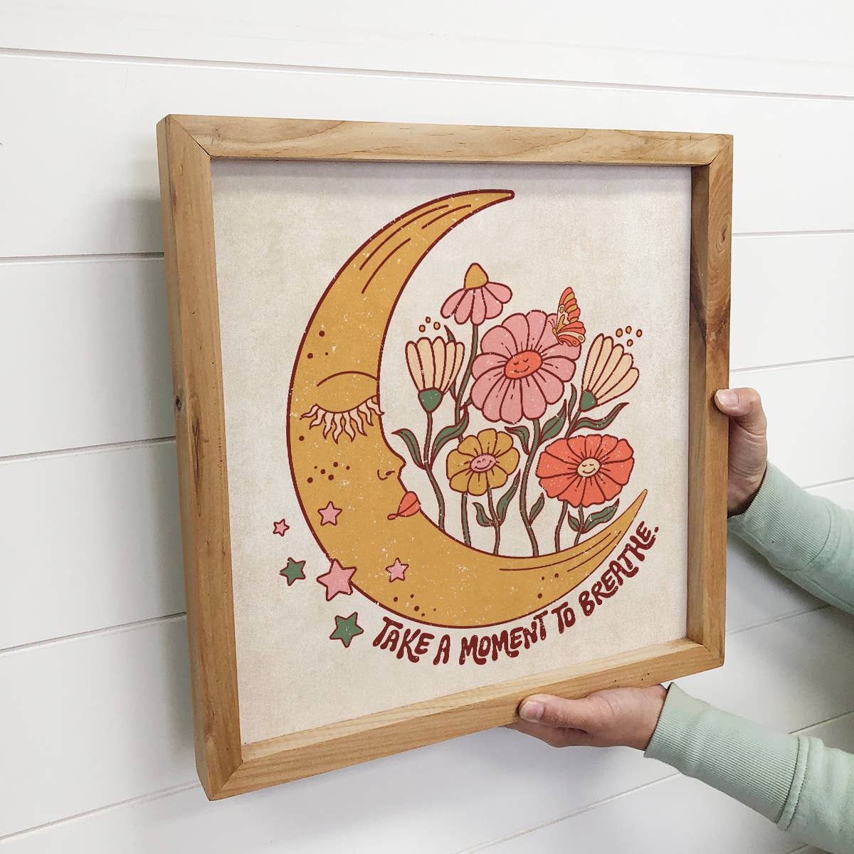 Hangout Home – wholesale Konsttryck – Retro Boho Moon Ta ett ögonblick - Månduk Konst - Inramad konst2